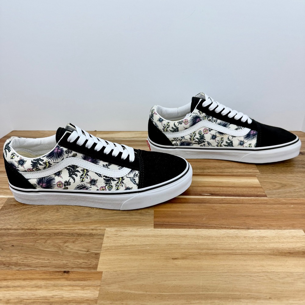 Vans Old Skool Floral Thistle Black Suede Canvas Sneakers Womens 8.5 - Picture 4 of 8